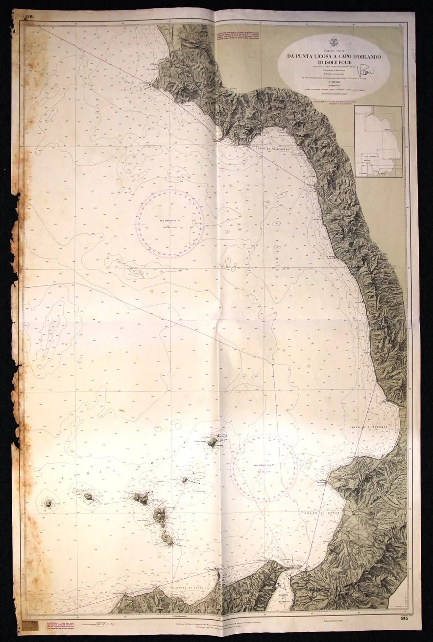 da punta licosa a capo d’orlando e isole eolie n. 915 (1980) - Carte nautiche, da pesca…