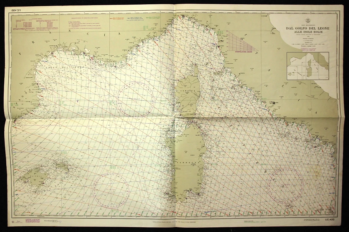 dal golfo del leone alle isole eolie n. l(c) 432 (1978) - Carte nautiche, da pesca…