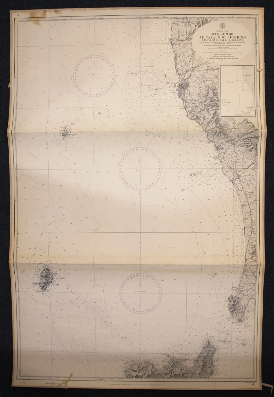 dal gombo al canale di piombino e isole elba – capraia – gorgona n. 4 (1960) - Carte nautiche, da pesca…