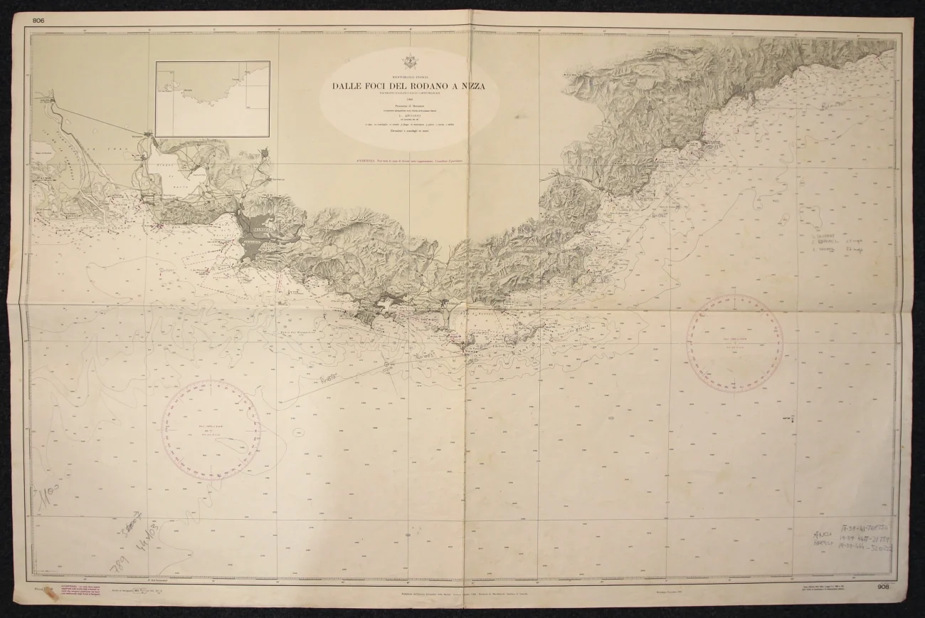 dalle foci del rodano a nizza n. 908 (1975) - Carte nautiche, da pesca…