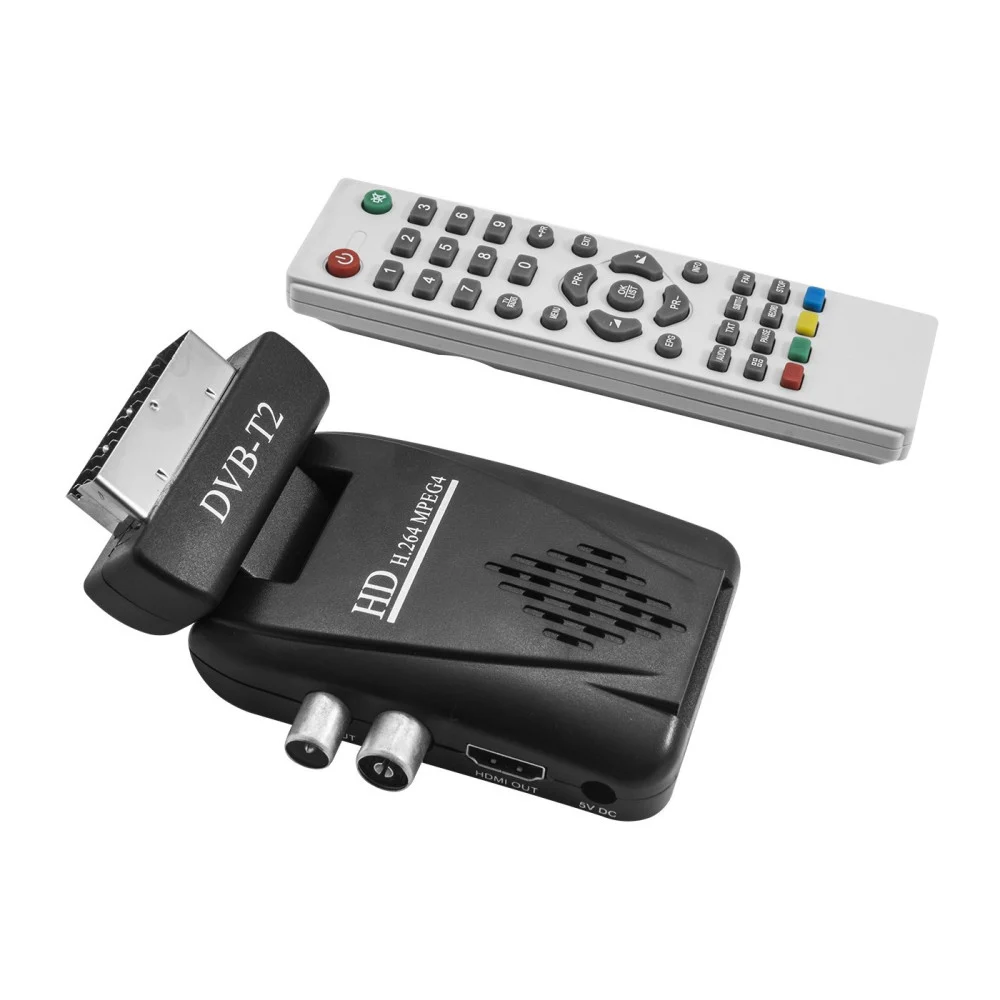 DECODER MINI DIGITALE TERRESTRE SCART DVB-T2 180° USB HDMI PRESA SCART HD
