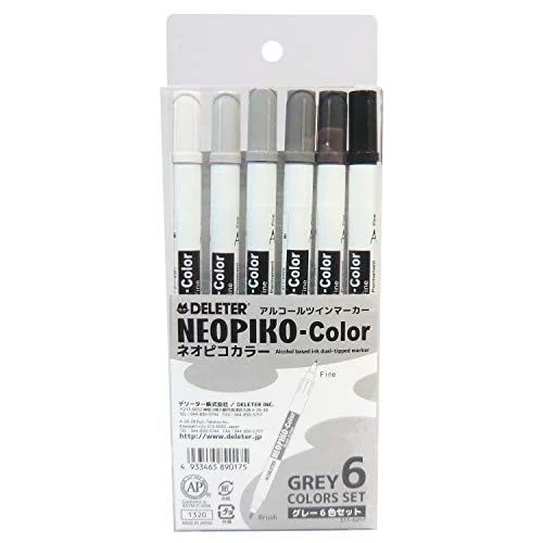 Deleter Neopiko 6 Color Set Gray Ink Markers