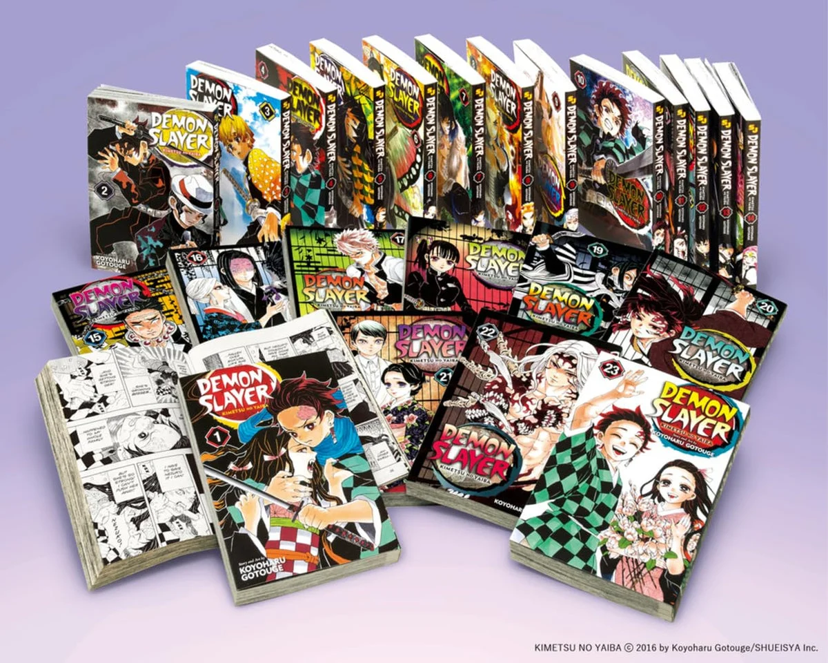 Demon Slayer Kimetsu no Yaiba Box Set manga edizione inglese Vol. 1-23 con glossario