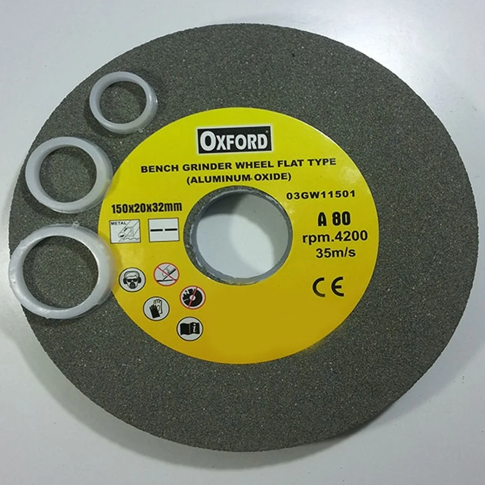 DISCO MOLA DA BANCO PIETRA ABRASIVA GRANA 80 OSSIDO ALLUMINIO TIPO FLAT 150 MM - Trade_Ox