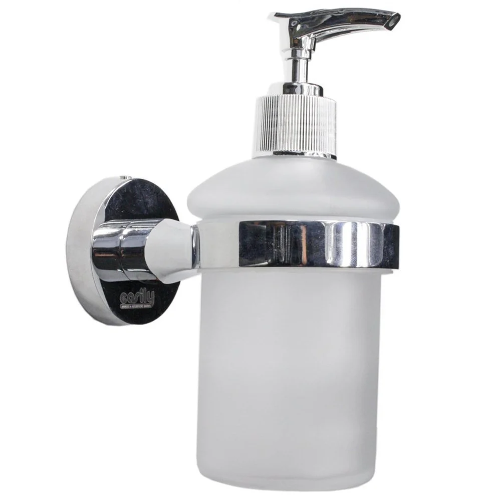 DISPENSER PER SAPONE LIQUIDO A MURO PARETE IN ACCIAIO E VETRO FISSAGGIO CON VITI - TrAdE Shop Traesio