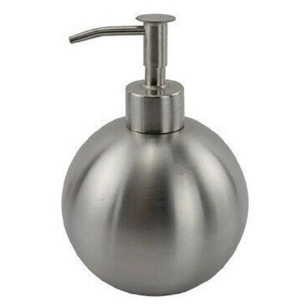 DISPENSER PORTA SAPONE LIQUIDO PORTASAPONE METALLO SATINATO SFERA ELEGANTE 69458 - Cleafe
