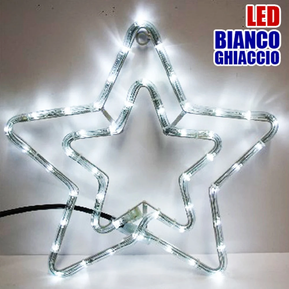 DOPPIA STELLA NATALIZIA LUMINOSA 50 LED COLORE BIANCO FREDDO USO INTERNO/ESTERNO - TrAdE Shop Traesio