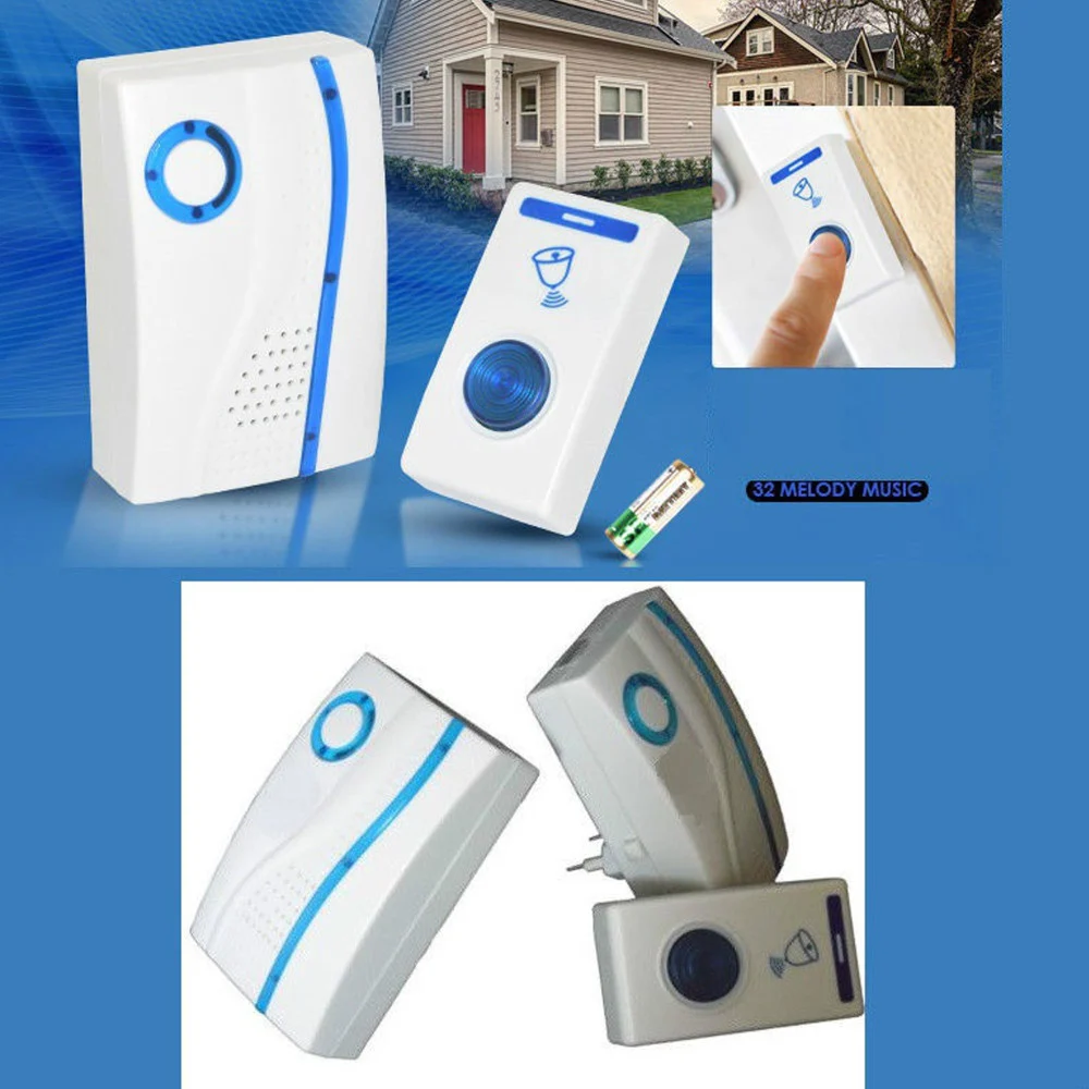 DOPPIO CAMPANELLO WIRELESS DIGITALE SENZA FILI 2 RICEVITORI CASA UFFICIO - TrAdE Shop Traesio