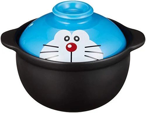 DORAEMON face earthenware pot for one person blue 650ml 009156 - Kaneshotouki