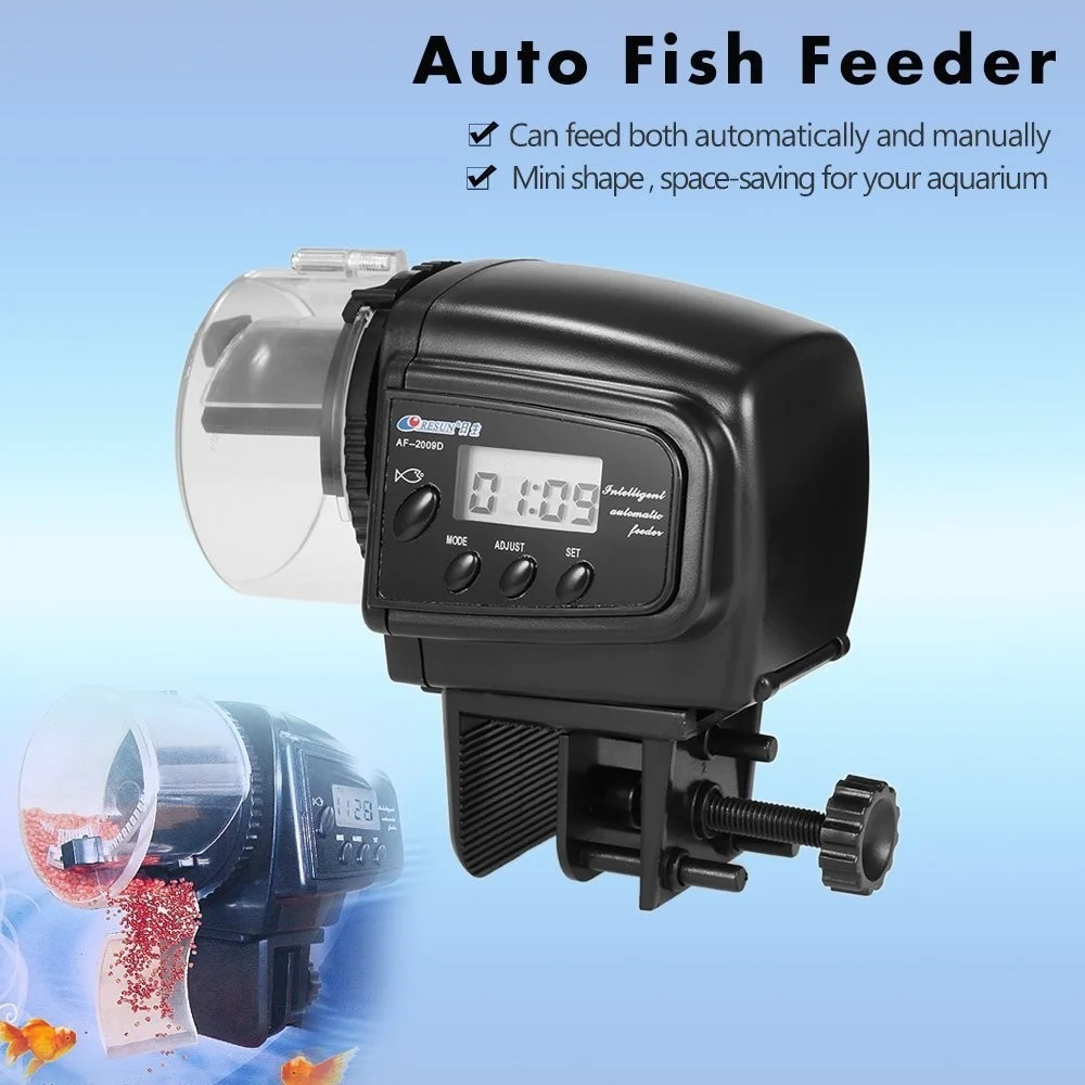 DOSATORE DISTRIBUTORE CIBO PESCI CON TIMER DISPLAY LCD PER ACQUARIO AUTOMATICO - TrAdE Shop Traesio
