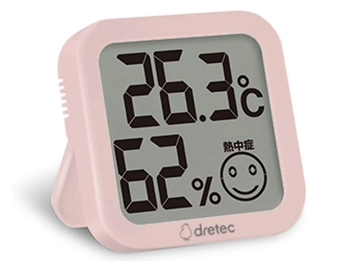 dretec Digital Thermo-Hygrometer Large Screen Compact Pink