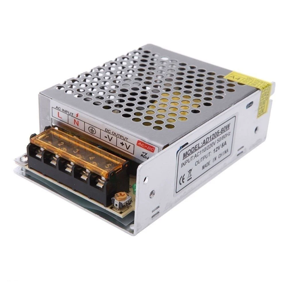 DRIVER ALIMENTATORE TRASFORMATORE STABILIZZATO SWITCH TRIMMER 220V-12V 5 AMPERE