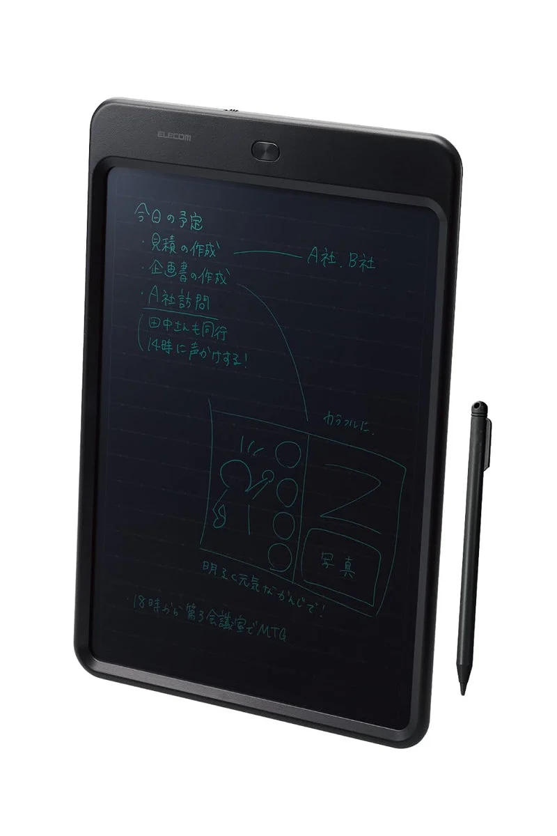 ELECOM LCD Writing Tablet Electronic Memo Pad with Lock Function EP-12BK Black