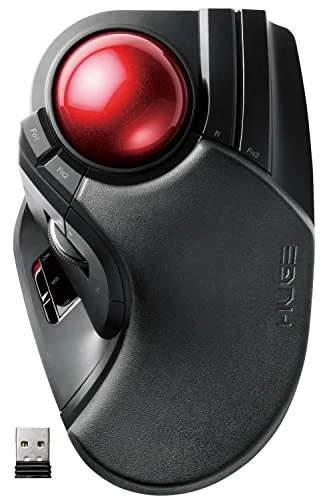 Elecom Mouse Wireless (Receiver Included) Trackball Large Ball 8 Buttons Tilt Function Black M-HT1DRXBK
