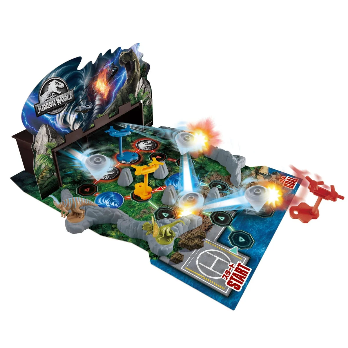 EPOCH Jurassic World Twin Tornado Attack gioco da tavolo, 5+, 2–4 giocatori (ST)