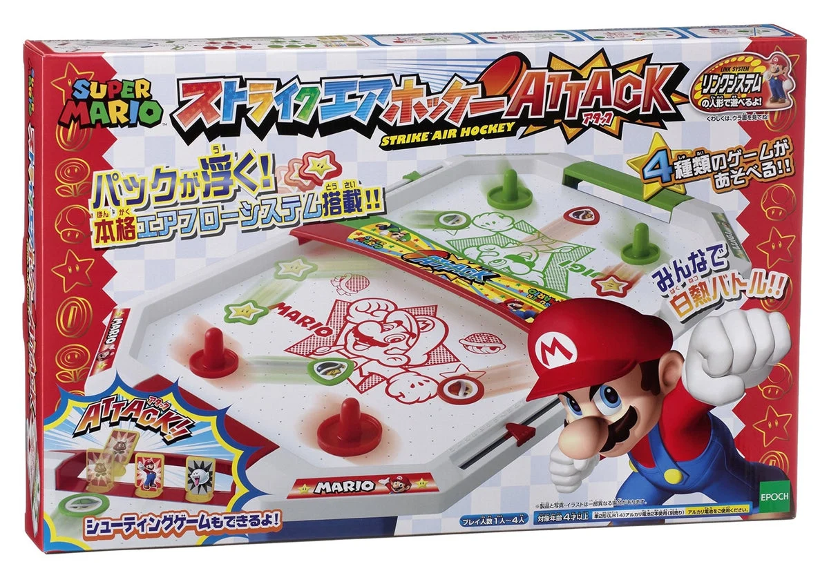 EPOCH Super Mario Air Hockey Strike Attack con flusso d’aria 4 modalità gioco