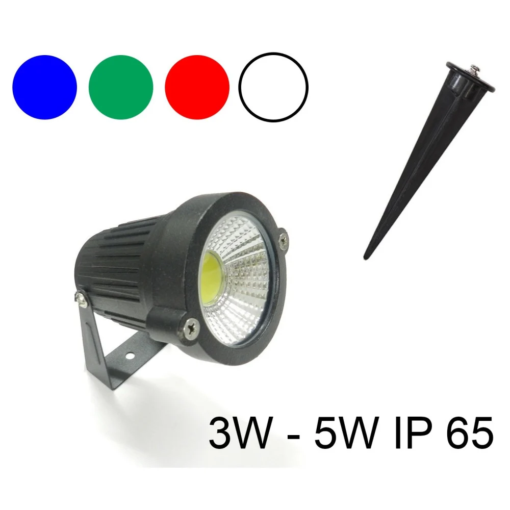 FARETTO FARO COB LED DA GIARDINO 3W 5W WATT SUPPORTO PICCHETTO LUCE COLOR IP65 - TrAdE Shop Traesio
