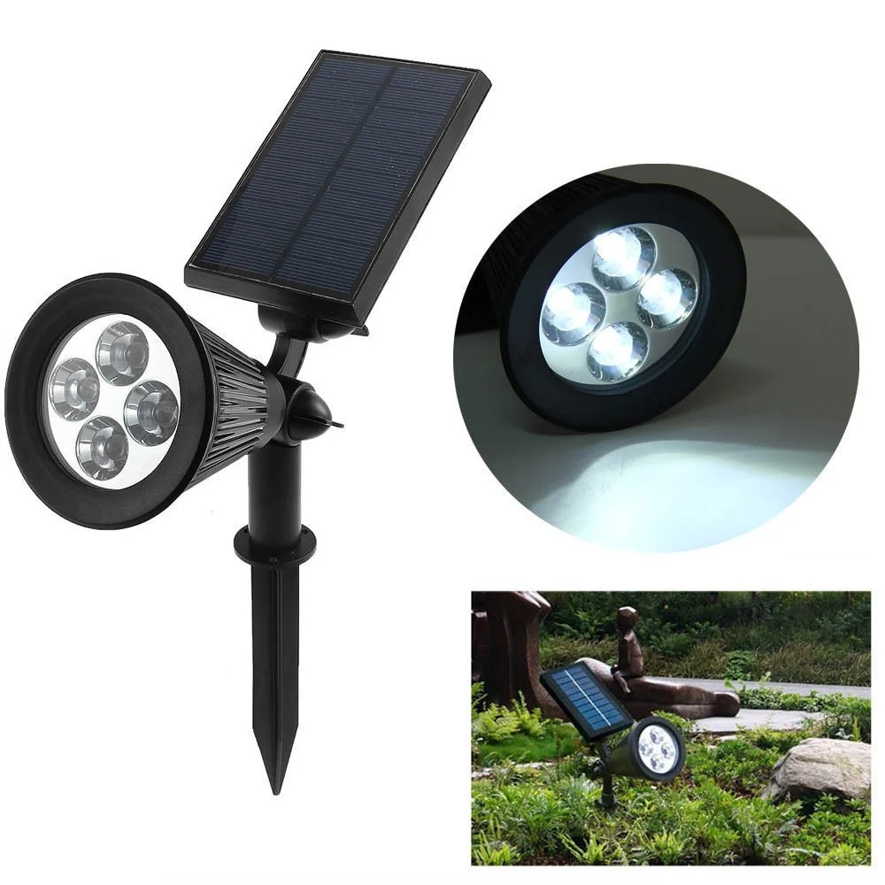 FARETTO FARO LED GIARDINO 4 LED PICCHETTO PANNELLO ENERGIA SOLARE GIARDINO IP65 - TrAdE Shop Traesio