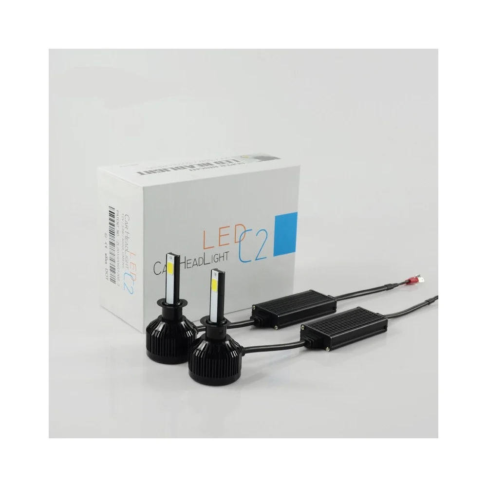 FARI LED PER AUTO C2 H1 HEADLIGHT FARI POTENTI CON PROTEZIONI IN GOMMA 3000 LMS - TrAdE Shop Traesio