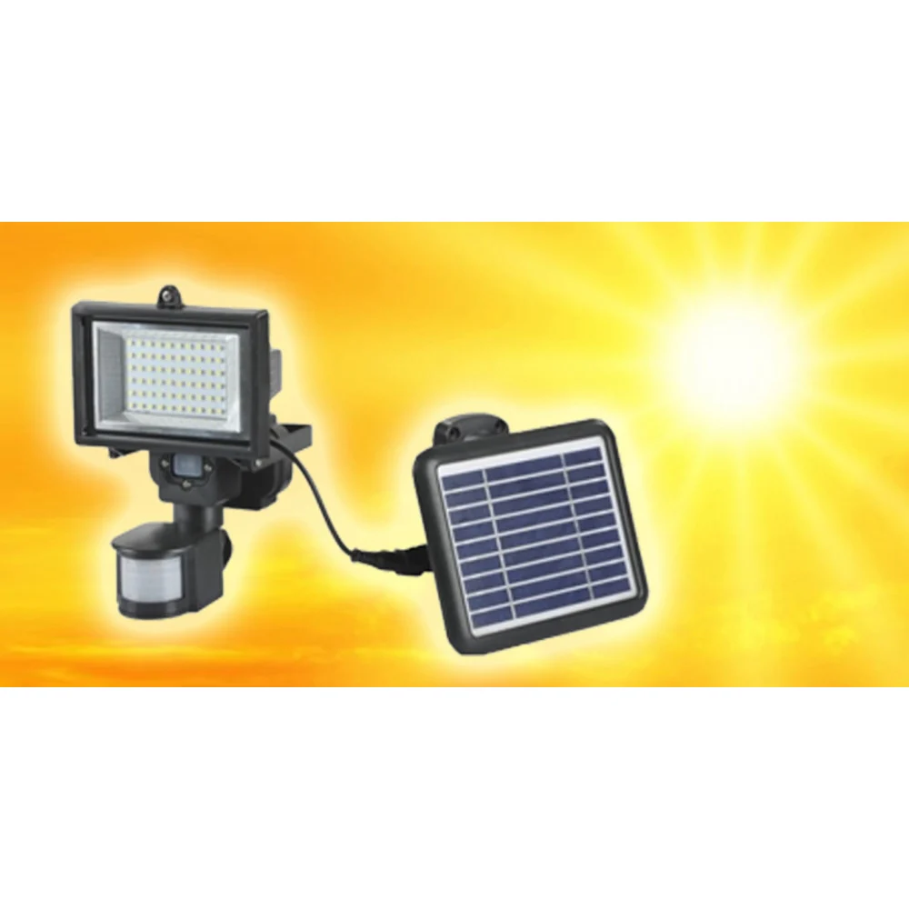 FARO FARETTO 60 LED SENSORE MOVIMENTO E PANNELLO SOLARE RICARICABILE LUCE BIANCA - TrAdE Shop Traesio