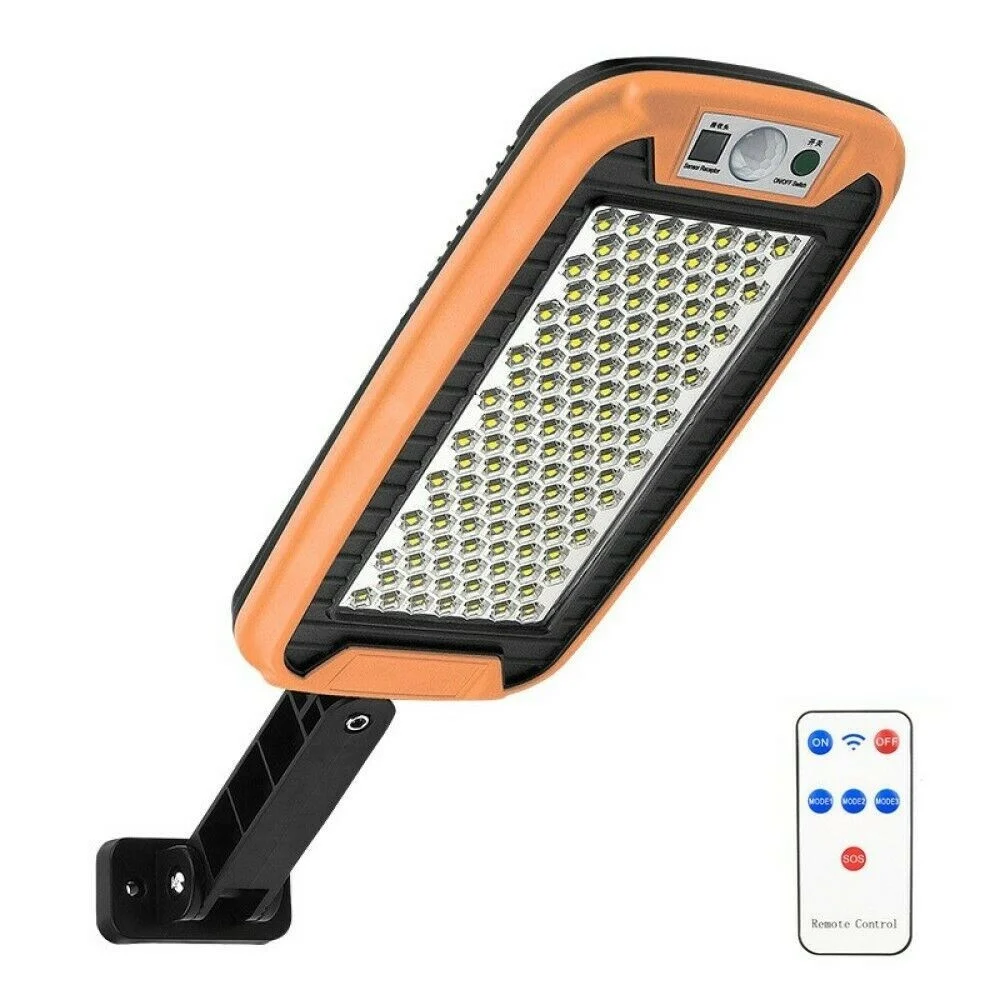 FARO LAMPIONE STRADALE CON PANNELLO SOLARE CON SENSORE TELECOMANDO 124 LED 8019D - TrAdE Shop Traesio