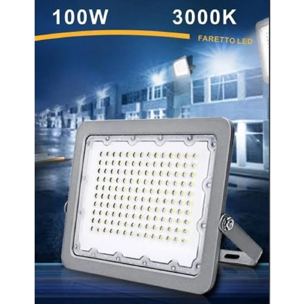 FARO LED 100W ULTRA SLIM ESTERNO GRIGIO IP65 LUCE 6500K 4000K 3000K FS100 - TrAdE Shop Traesio