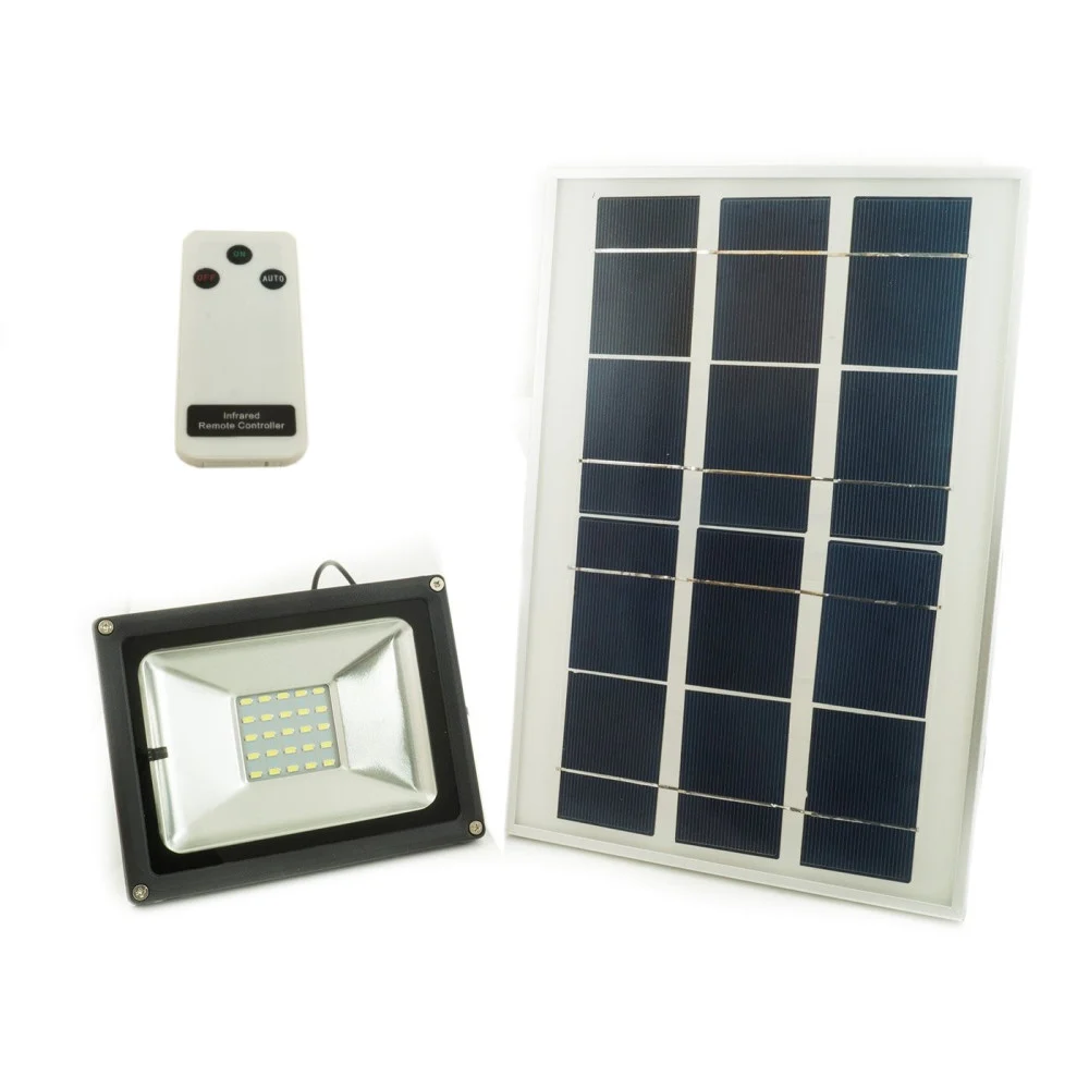 FARO LED A ENERGIA SOLARE CON PANNELLO FOTOVOLTAICO CREPUSCOLARE + TELECOMANDO W - TrAdE Shop Traesio