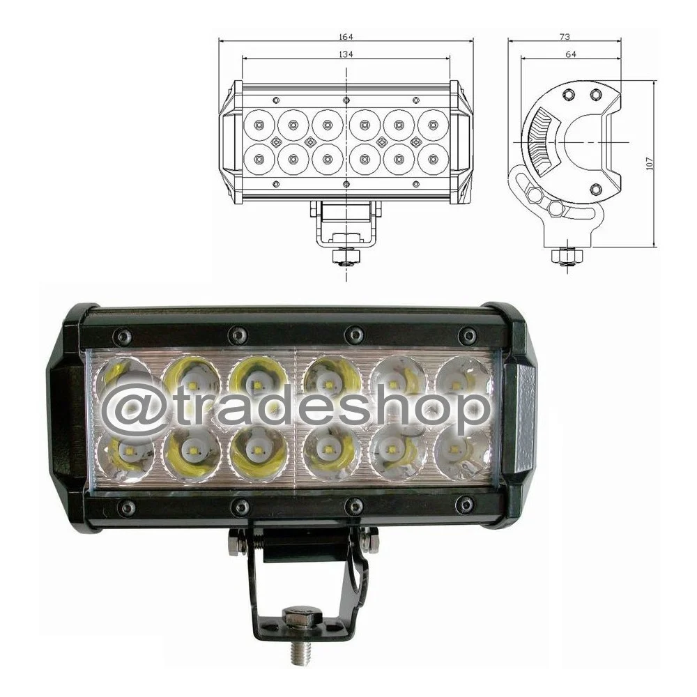 FARO LUCE LED BARRA D 72 120 240W INCLINABILI SUPPORTI 12V SUV AUTO PARAURTI - TrAdE Shop Traesio