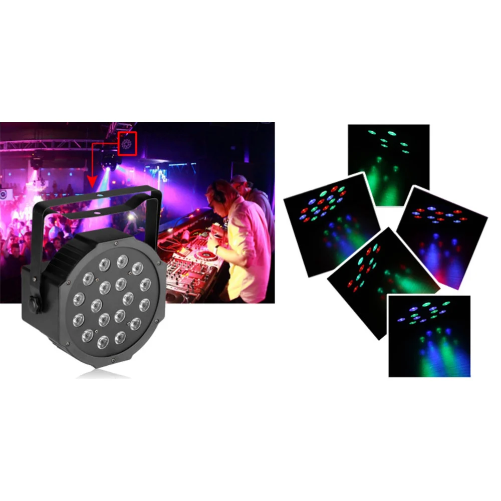 FARO RGB PROIETTORE DMX 512 EFFETTO LUCE FLAT PAR LIGHT ALTA LUMINOSITA 18 LED - TrAdE Shop Traesio