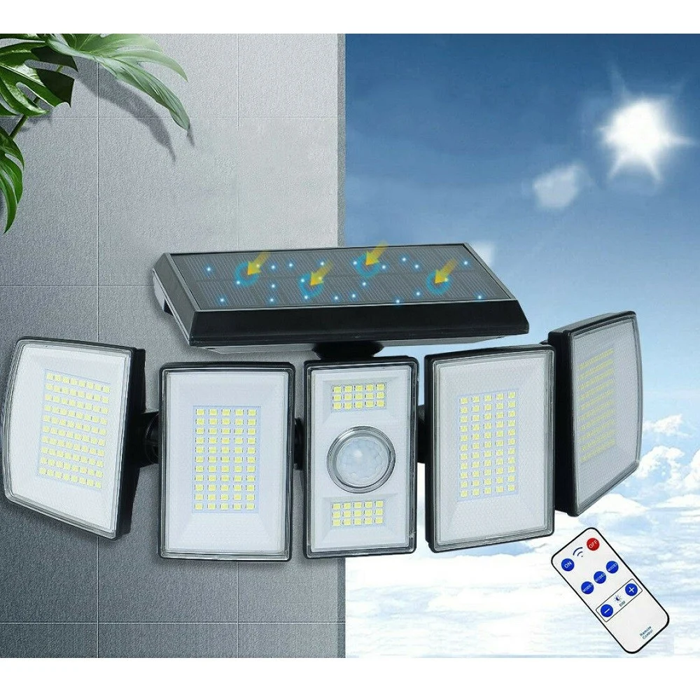 FARO SOLARE LED ORIENTABILE FARETTO TELECOMANDO SENSORE DI MOVIMENTO 300 LED - TrAdE Shop Traesio