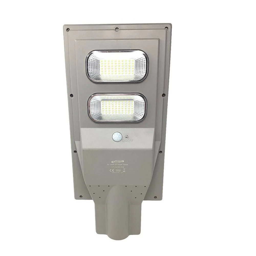 FARO STRADALE LED SOLARE 100 W LUCE 6500K LAMPIONE SENSORE MOVIMENTO SL-100W-SS