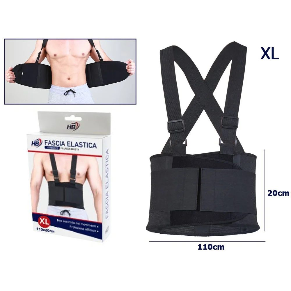 FASCIA POSTURALE SCHIENA SUPPORTO REGOLABILE A STRAPPO TUTORE LOMBARE NERO TG.XL - TrAdE Shop Traesio