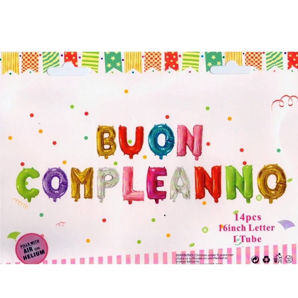 FESTONE PALLONCINI BUON COMPLEANNO COLORATO 16INCH LETTERE ELIO COMPLEANNI PARTY - TrAdE Shop Traesio