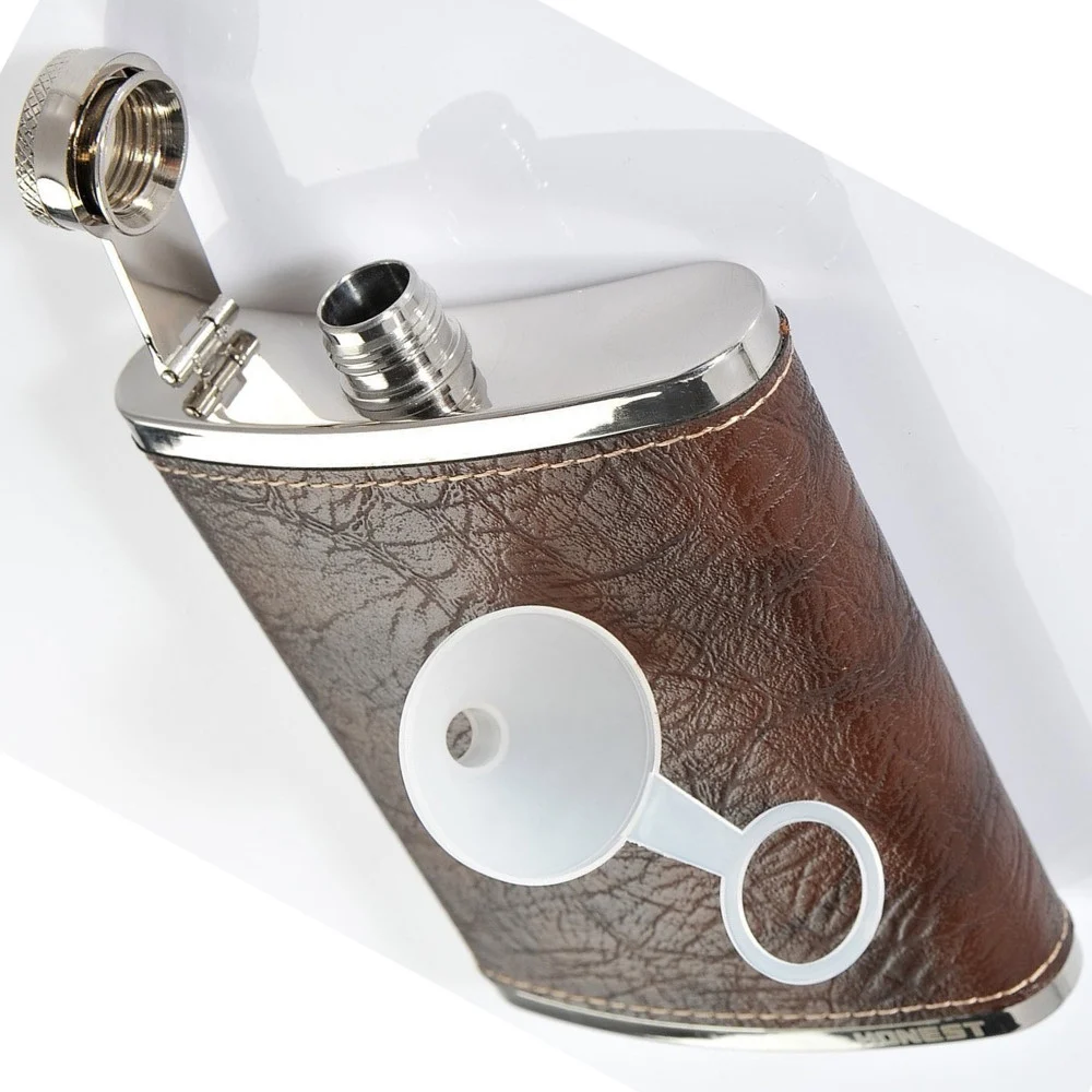 FIASCHETTA LIQUORE TASCABILE RIVESTITA IN CUOIO DA 200 ML FORMA CURVA BUCCUCCIO - TrAdE Shop Traesio