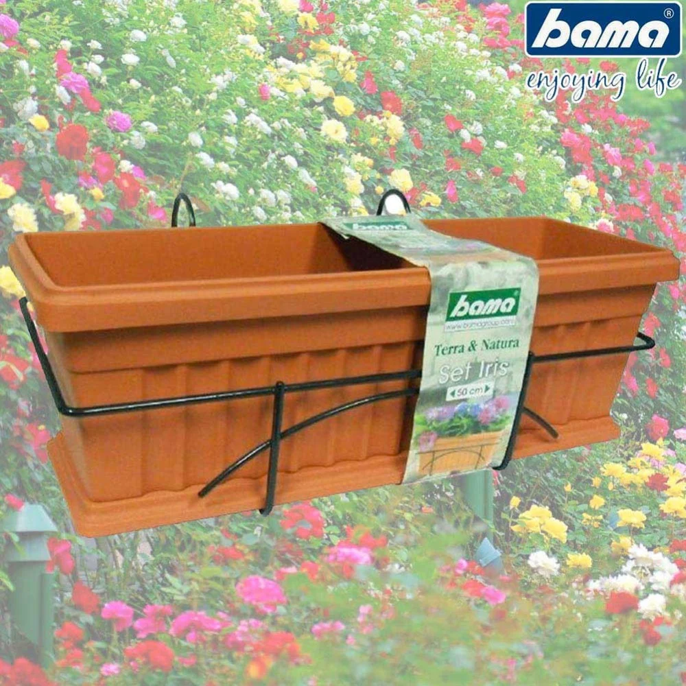 FIORIERA DA BALCONE RINGHIERA 50CM BALCONETTA CON SUPPORTO E SOTTOVASO COMPLETA - TrAdE Shop Traesio