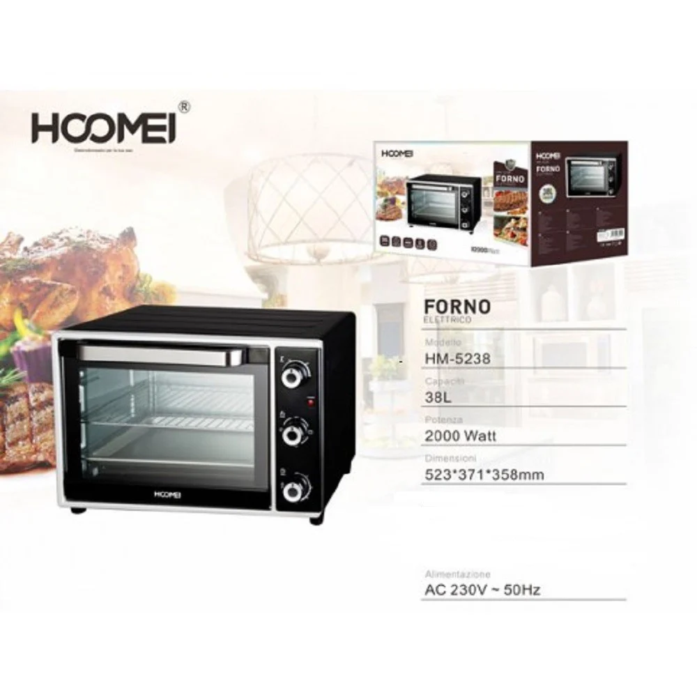 FORNO ELETTRICO 2000 WATT 38 LITRI FORNETTO CON LUCE TIMER E TERMOSTATO CUCINA - TrAdE Shop Traesio