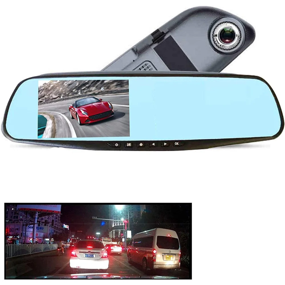 FOTOCAMERA PER AUTO SPECCHIO TOUCH FULL HD 5" GUIDA CON DOPPIO OBIETTIVO QY-4500