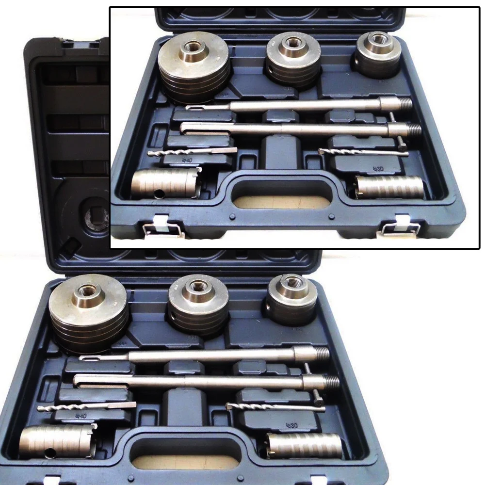 FRESE A TAZZA CAROTATRICE 9 PZ DA MURO 30 40 65 80 100mm TRAPANO SDS PLUS MAX - Trade_Ox
