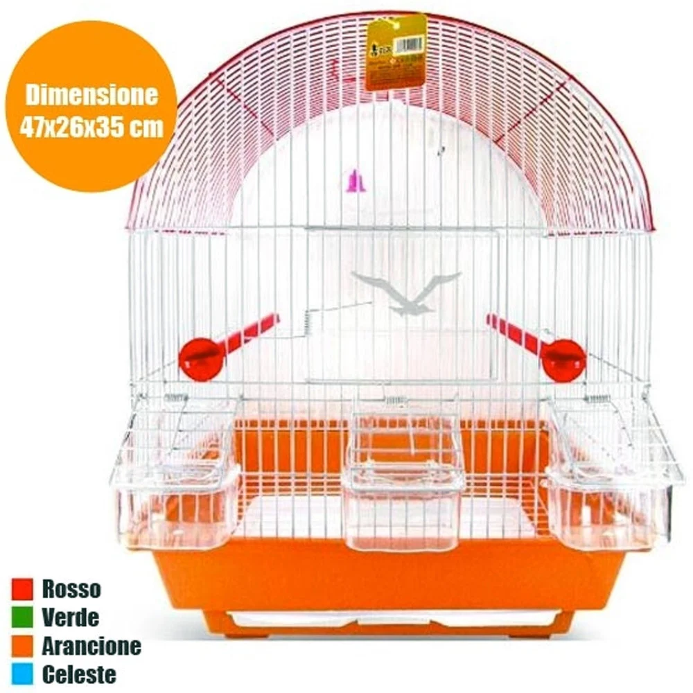 GABBIA ARCO COMPLETA DI ACCESSORI PER UCCELLI CANARINI PAPPAGALLI IN METALLO - TrAdE Shop Traesio