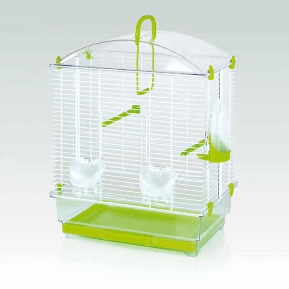 GABBIA PER CANARINI E PICCOLI VOLATILI CON FONDO IN PLASTICA VERDE + ACCESSORI - TrAdE Shop Traesio