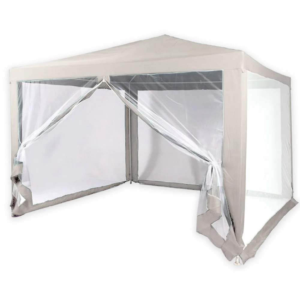 GAZEBO 2,4 X 3 X 2,50 M TENDONE GIARDINO TELO BIANCO IMPERMEABILE CON ZANZARIERA - TrAdE Shop Traesio