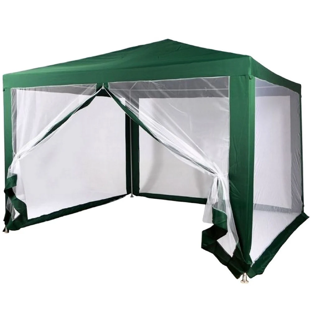 GAZEBO 2,4 X 3 X 2,50 MT TENDONE GIARDINO TELO VERDE IMPERMEABILE CON ZANZARIERA - TrAdE Shop Traesio