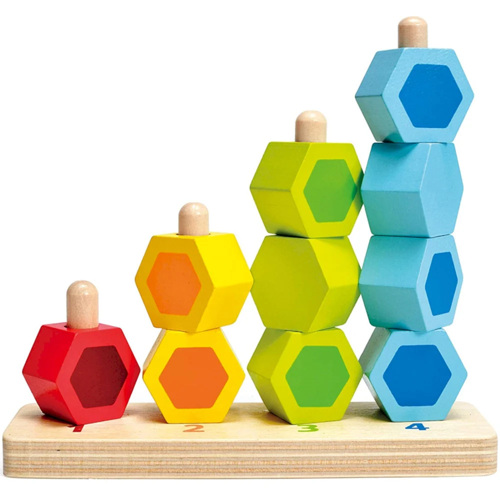 GIOCATTOLO CREATIVO IN LEGNO GIOCO EDUCATIVO PER BAMBINI COLORATO IMPILA E CONTA - TrAdE Shop Traesio