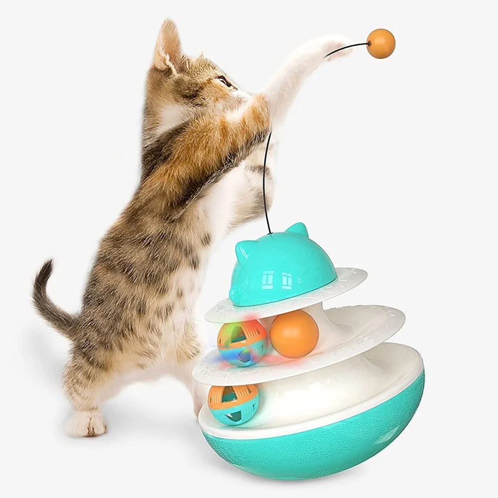 GIOCATTOLO MULTIFUNZIONALE PER GATTO PALLA GIRADISCHI DOPPIA TRACCIA BASTONE - TrAdE Shop Traesio