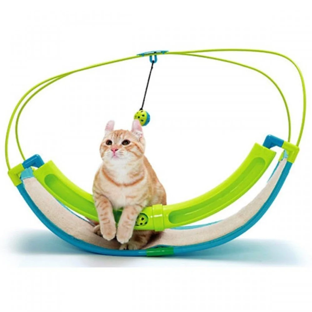 GIOCO A DONDOLO PER GATTO GATTI TIRAGRAFFI CON PALLINA STIMOLANTE ROCKING ROLLER - TrAdE Shop Traesio