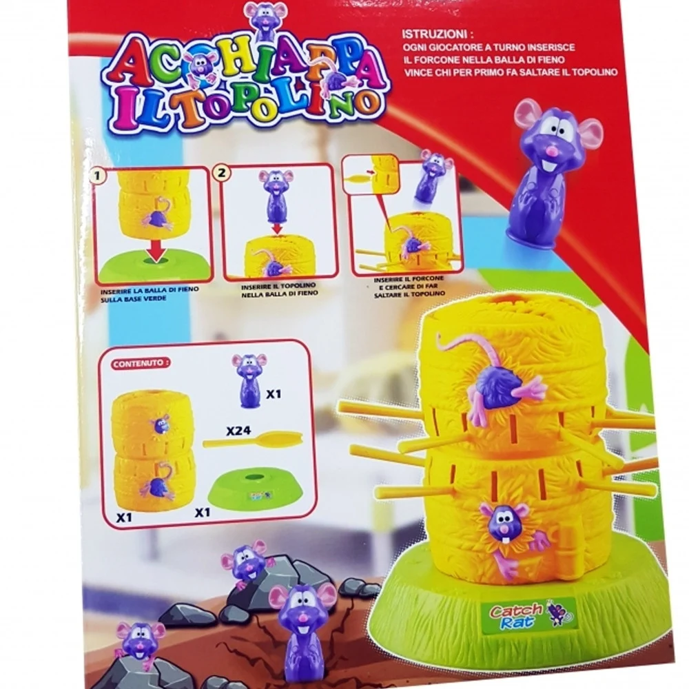 GIOCO ACCHIAPPA IL TOPOLINO POP UP TOPO FIENO BALLA FORCONE 2-4 GIOCATORI BAMBINI