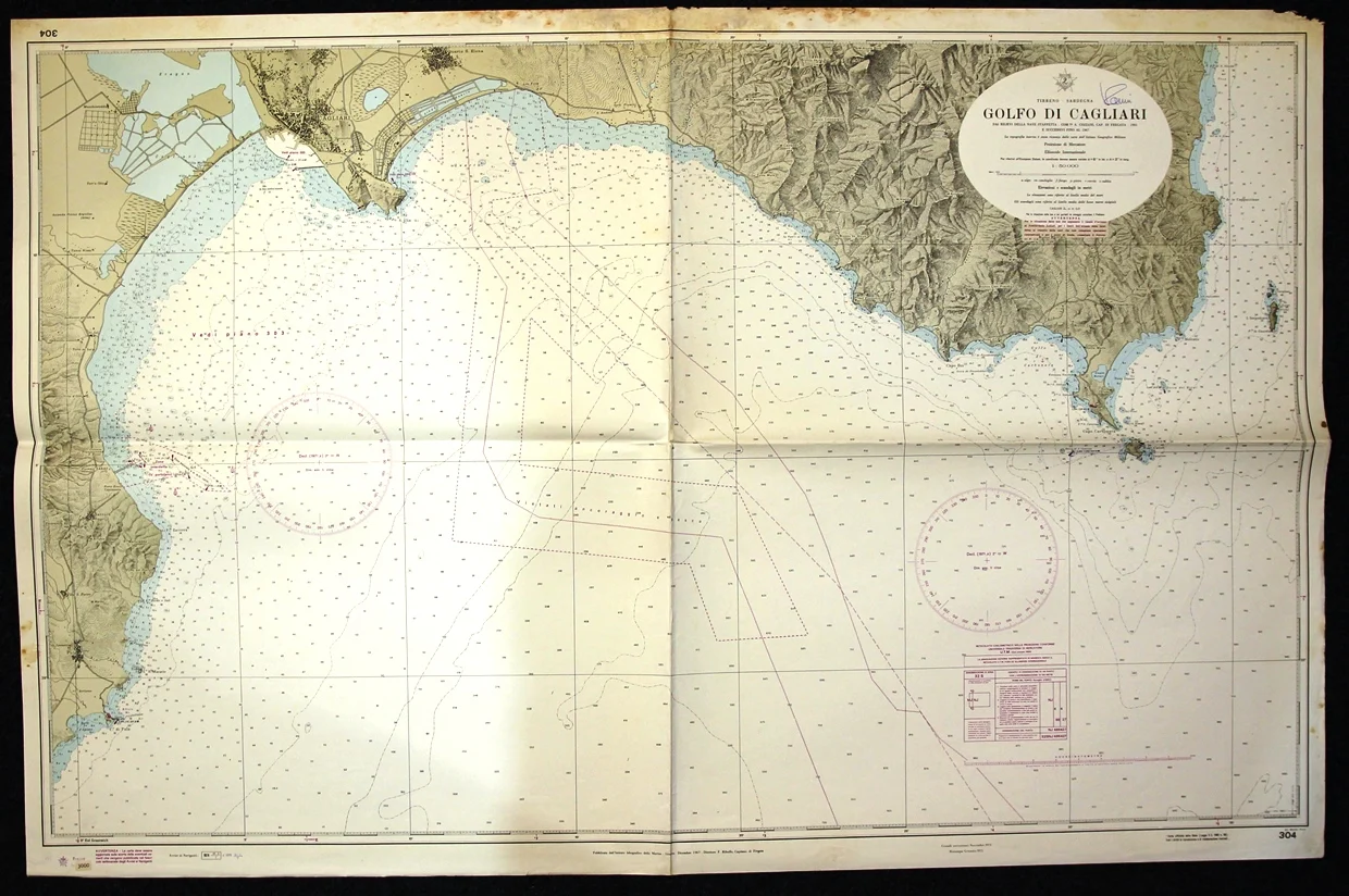 golfo di cagliari n. 304 (1975) - Carte nautiche, da pesca…