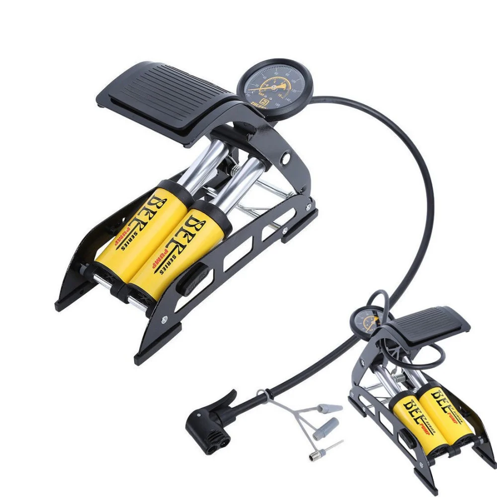 GONFIATORE POMPA A PEDALE MANOMETRO A 2 CILINDRI BICI AUTO MOTO 10 BAR 160 PSI - TrAdE Shop Traesio