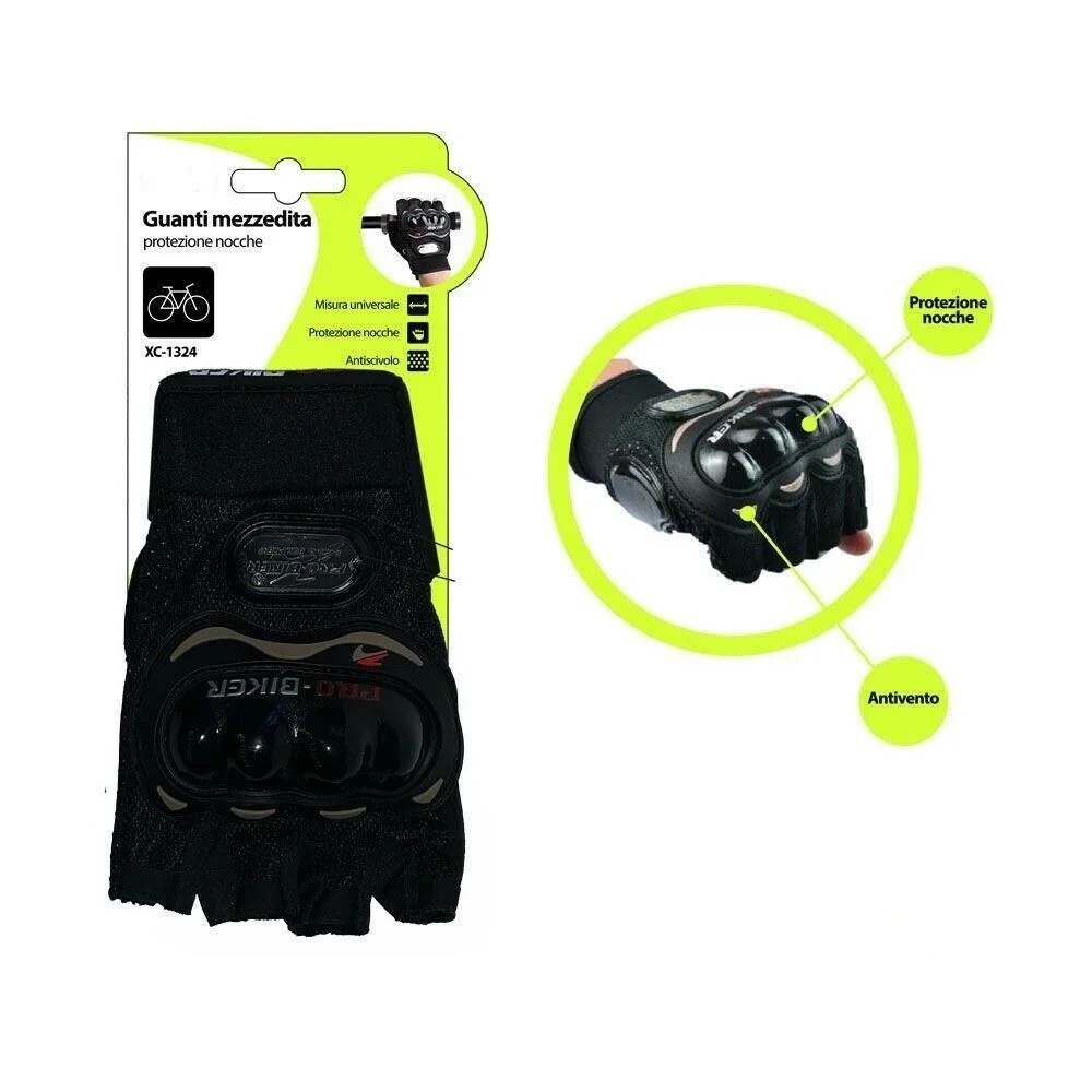 GUANTI MEZZEDITA PROTEZIONE NOCCHE UNIVERSALI PER MOTO BICI BICICLETTA XC-1324