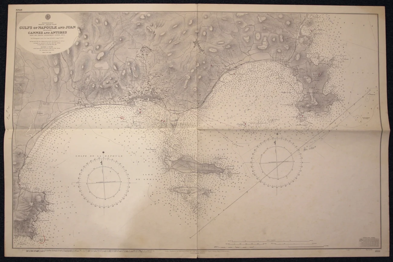 gulfs of napoule and juan including cannes and antibes n. 2822 (1969) - Carte nautiche, da pesca…